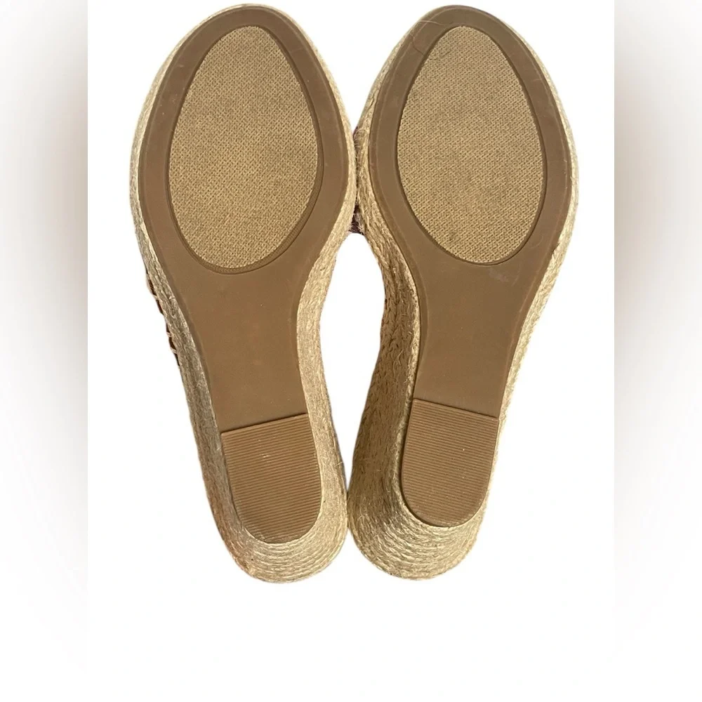 Sugar‎ Hundreds Wedge Sandals Fabric Natural Multicolor Beach Stripe Size 8.5